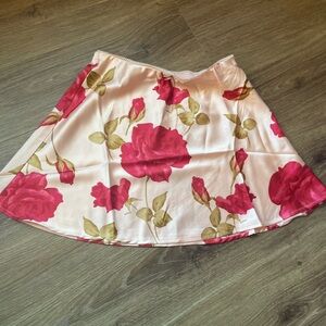 Floral Satin Half Slip Skirt Panel - Pink Rose Print